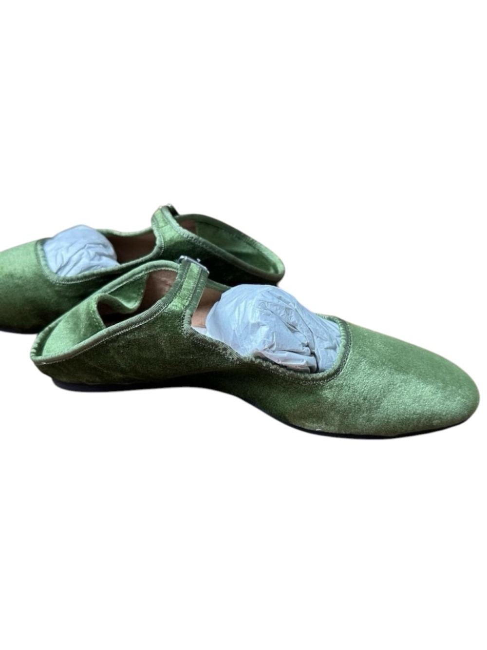 Free People Evie Mary Jane Velvet Flats Women's Size 37 (US/6) Green NIB - Picture 6 of 8